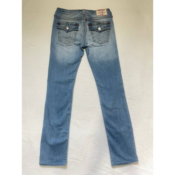 True Religion Women’s Section Slim Straight Y2K Jeans 28 Light Wash Denim - Picture 5 of 12